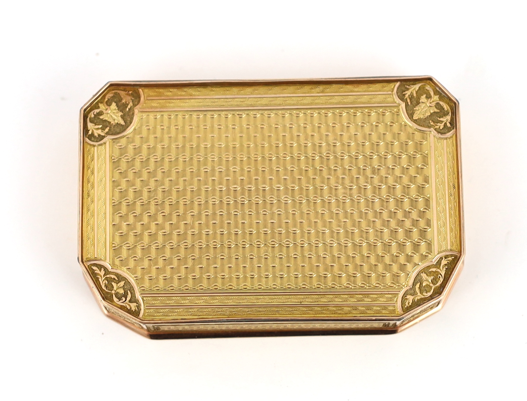 A 19th century Swiss engraved gold table snuff box